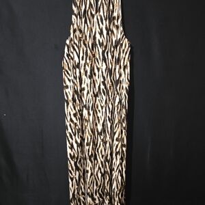 Mlle Gabrielle Black, Cream and Brown High-Low Maxi Dress